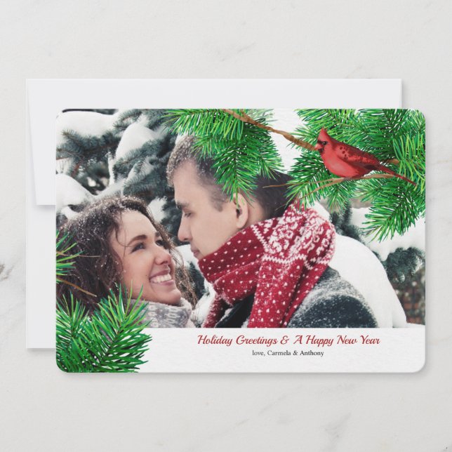 Festividades Cartão de Férias dos Cardinais de inverno (Frente)