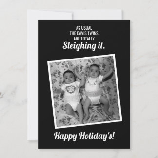 Festividades Cartão de Férias dos Gêmeos Sleighing It