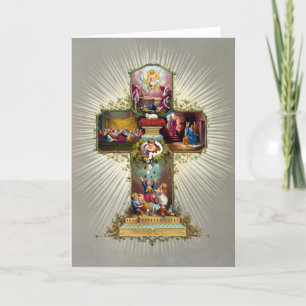 Festividades Cartão de Férias Dourado Religioso para Páscoas Vi