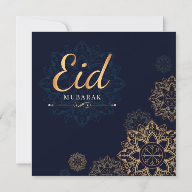 Festividades Cartão de Férias Eid Mubarak Dourado Mandala (Frente)