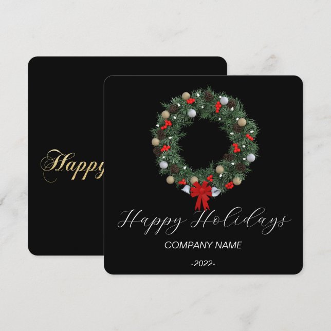 Festividades Cartão de Férias Elegante com Aquarela (Frente/Verso)