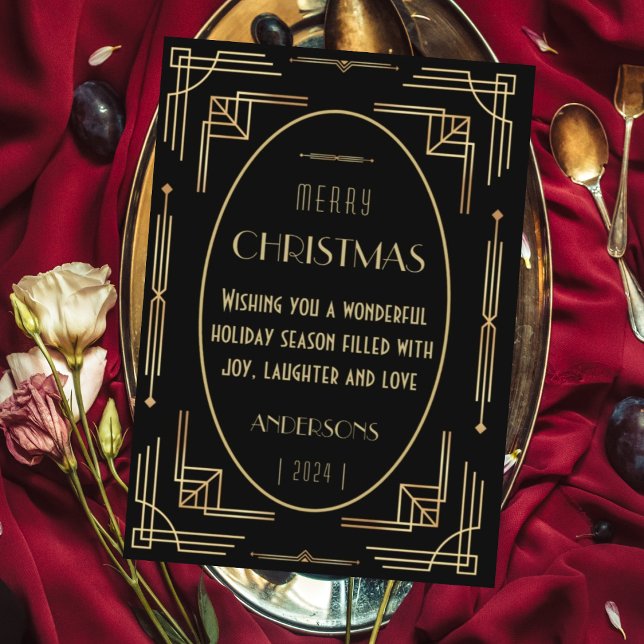 Festividades Cartão de férias elegante e sofisticado em art déc (Criador carregado)