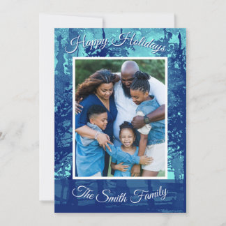 Festividades Cartão de Férias em Aquarela Azul (Personalizar)
