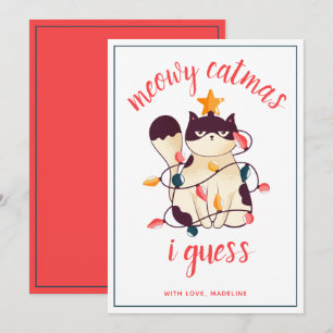 Festividades Cartão de Férias Engraçado e Sarcástico com Gato