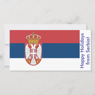 Festividades Cartão de Férias Feliz com bandeira da Sérvia