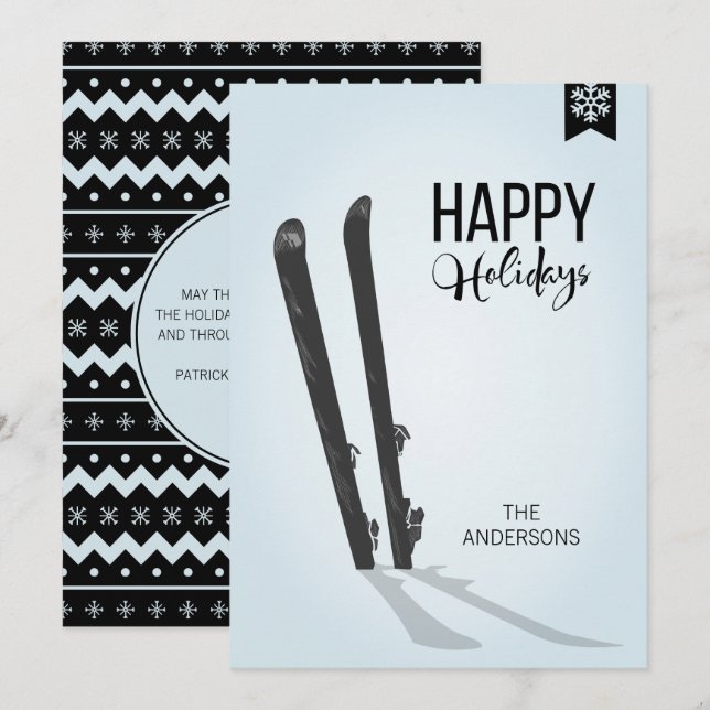 Festividades Cartão de Férias Feliz do Esqui de inverno (Frente/Verso)