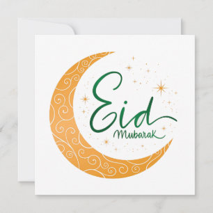 Festividades Cartão de Férias Feliz Eid Mubarak de ouro, lua de