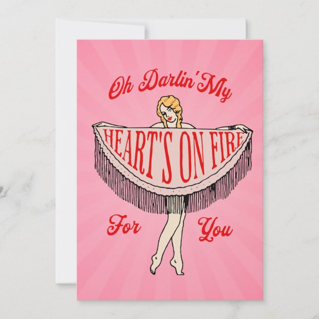 Festividades Cartão de Férias Flat com Coração em Chamas (Frente)
