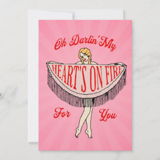 Festividades Cartão de Férias Flat com Coração em Chamas