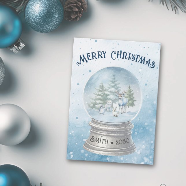 Festividades Cartão de Férias Flat de Natal para Bebês Woodland (Woodland baby animals flat holiday card)