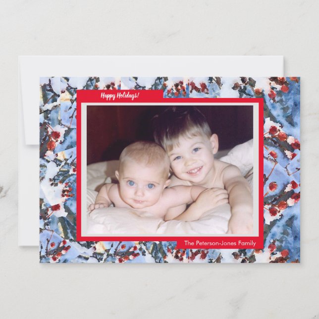 Festividades Cartão de Férias Flat Fotografado da Apple Berries (Frente)