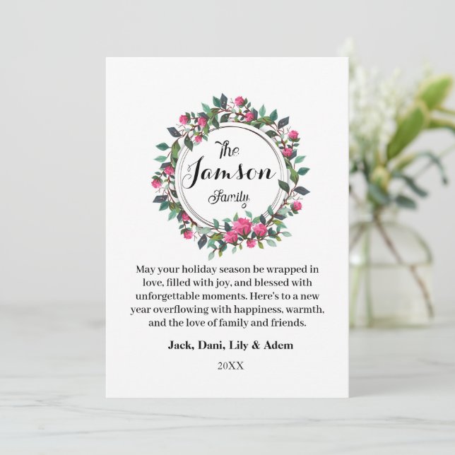 Festividades Cartão de Férias Floral Feriado Floral da Família  (Em pé/Frente)