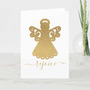 Festividades Cartão de Férias Folha de Ouro Angel Rejoice Dobra