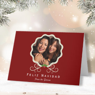 Festividades Cartão de Férias Folheto Feliz Navidad Folheada