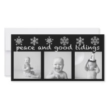 Cartão de Férias Fotográficas Silver Snowflake Trê