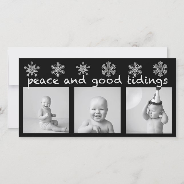 Festividades Cartão de Férias Fotográficas Silver Snowflake Trê (Frente)