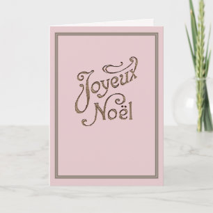 Festividades Cartão de Férias Francês Noel Joyeux Dourado