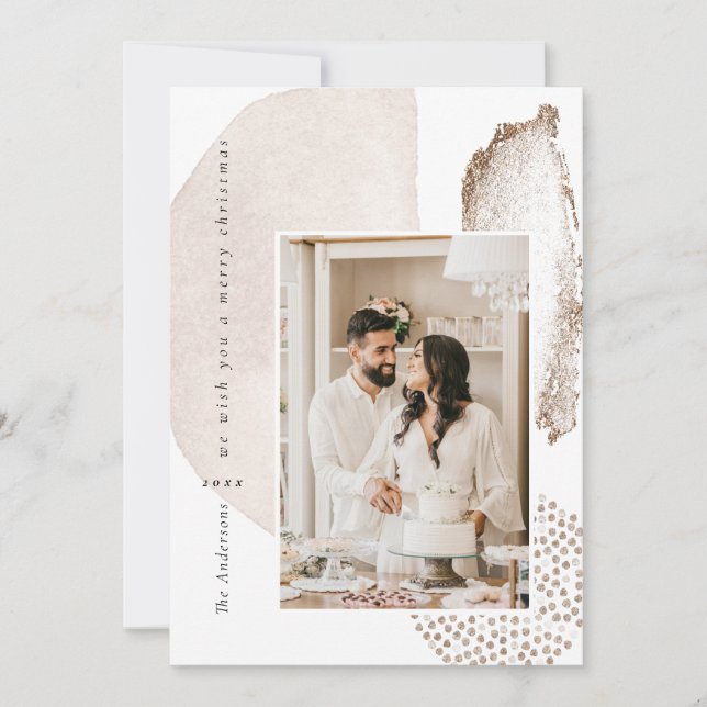 Festividades Cartão de Férias Geométricas de Natal Boho Moderno (Frente)