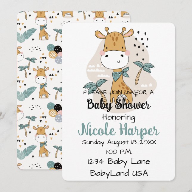 Festividades Cartão de Férias Giraffe (Frente/Verso)