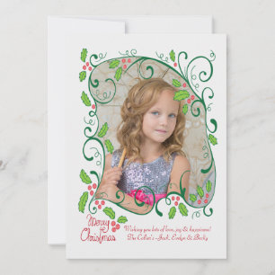 Festividades Cartão de Férias Holly Frame