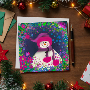 Festividades Cartão de Férias Inspirador de Boneco de Neve Flor