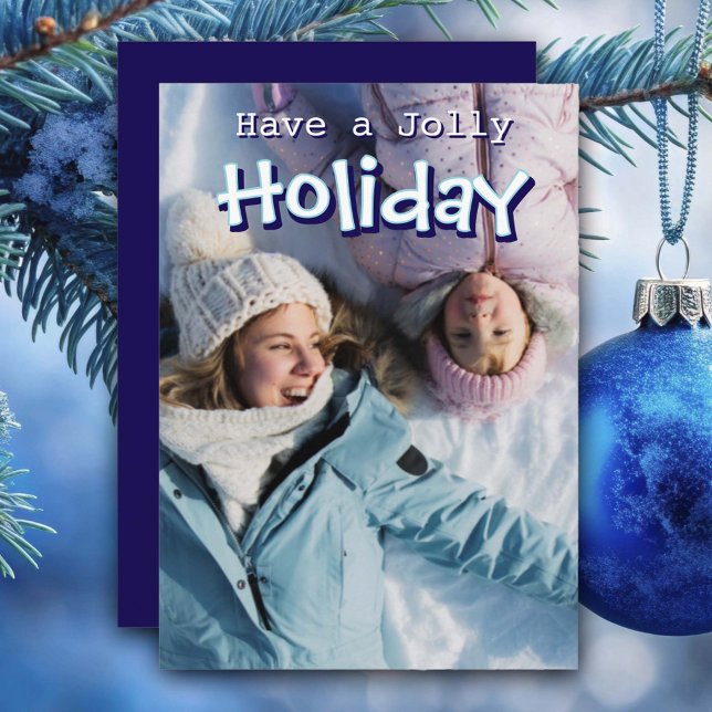 Festividades Cartão de Férias Jolly Holiday com Foto Personaliz (Criador carregado)