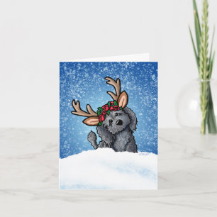 Festividades Cartão de Férias Labradoodle Reindeer