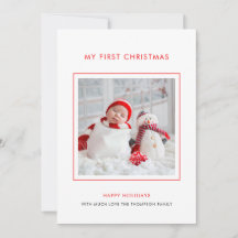 Cartão de Férias Minimalista de Foto de Natal de B