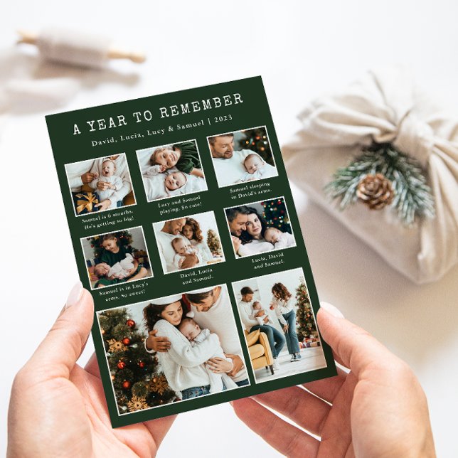 Festividades Cartão de Férias Moderno de Colagem de Fotos Verde (Criador carregado)