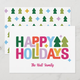 Festividades Cartão de Férias Multi-Colorido com Vibrações Retr