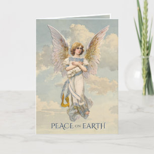 Festividades Cartão de Férias natais vintages Angel Peace Cloud