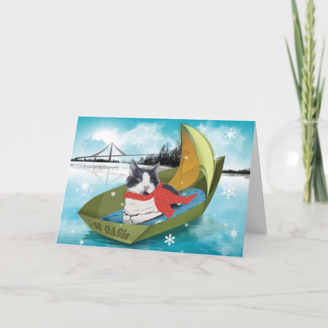 Festividades Cartão de férias para gatos do Oakland Animal Serv (Frente)