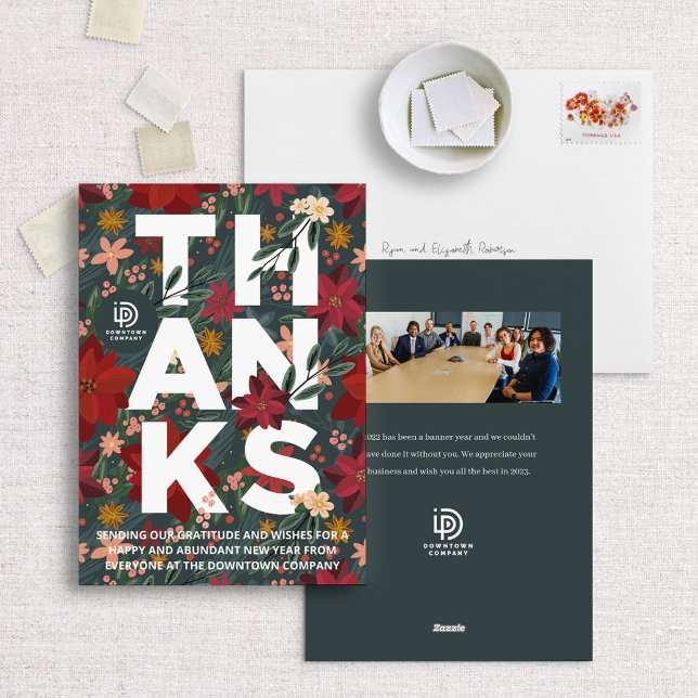 Festividades Cartão de Férias para Obrigados Invernos Florais (Criador carregado)