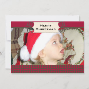 Festividades Cartão de Férias Personalizadas de Argyle Vermelho