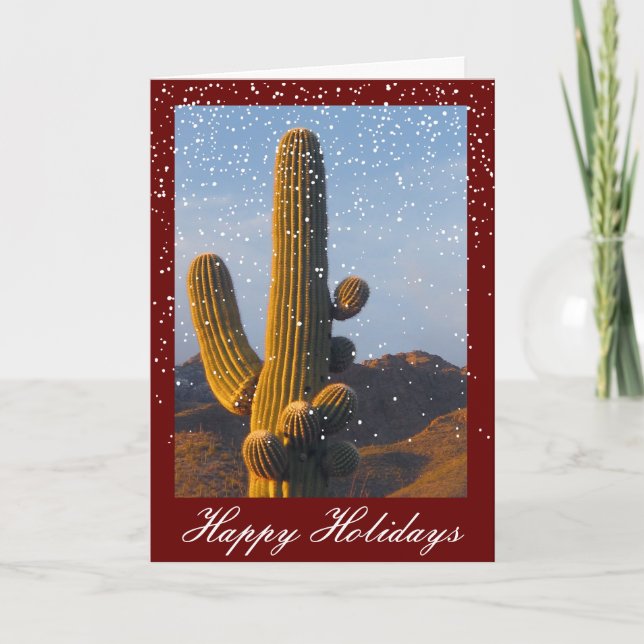Festividades Cartão de Férias Personalizável Saguaro Cactus Dus (Frente)