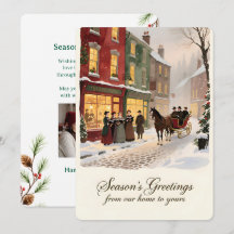 Cartão de Férias Personalizável Vintage Plano