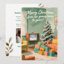 Cartão de Férias Personalizável Vintage Plano