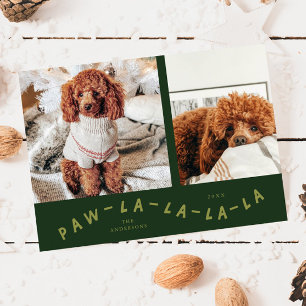 Festividades Cartão de Férias Pet Paw-La-La-La-Green