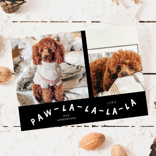 Festividades Cartão de Férias Pet Preto Paw-La-La-La-La