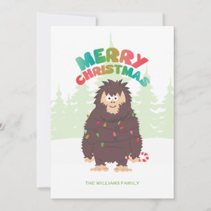 Festividades Cartão de Férias Plana de Natal Bigfoot Sasquatch