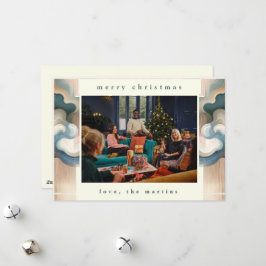 Festividades Cartão de Férias Plana de Natal com Foto na moda A