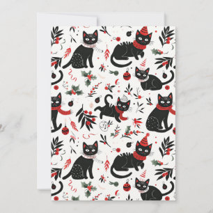 Festividades Cartão de Férias Plana de Natal para Gatos Retro-P