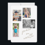 Festividades Cartão de Férias Plana Peace on Earth Collage Phot<br><div class="desc">Cartão de Natal da Peace on Earth Collage. Simples. 5 fotos. Uma foto em preto e branco no restante sem filtro aplicado. Filtro aplicado a uma foto. Arredondado.</div>