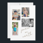 Festividades Cartão de Férias Plana Peace on Earth Collage Phot<br><div class="desc">Cartão de Natal da Peace on Earth Collage. Simples. 5 fotos. Uma foto em preto e branco no restante sem filtro aplicado. Filtro aplicado a uma foto.</div>