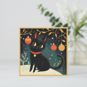 Festividades Cartão de Férias Plana Retro-Diversão de Gato Pret