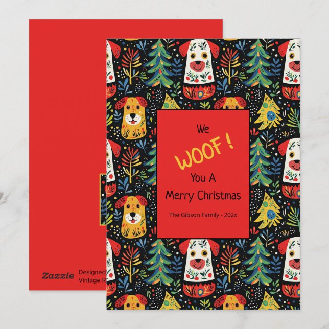 Festividades Cartão de Férias Planas de Natal para Cães Bons (Frente/Verso)