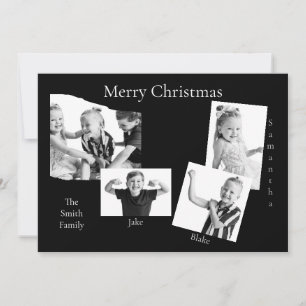 Festividades Cartão de Férias Plano B/W com Foto de Colagem