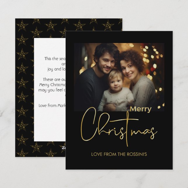 Festividades Cartão de Férias Plano com Foto de Roteiro de Ouro (Frente/Verso)