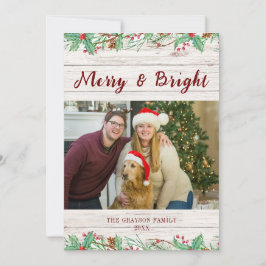 Festividades Cartão de Férias Plano com Madeira de Celeiro Coun