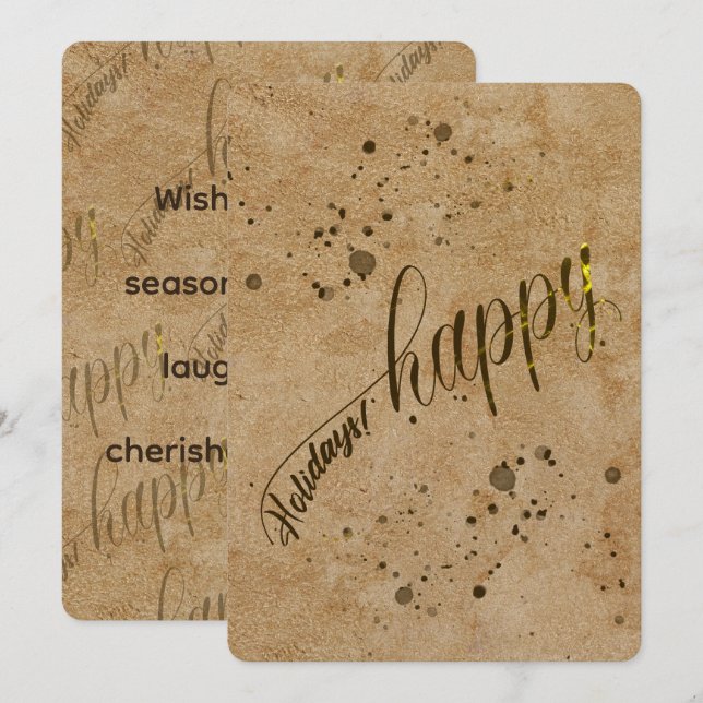 Festividades Cartão de Férias Plano de Impressão de Camurça Beg (Frente/Verso)